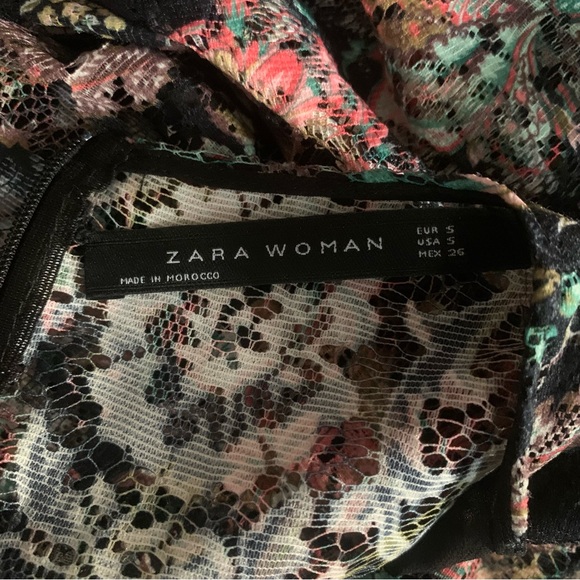 41. Zara Floral Lace Scalloped Hem Midi Dress Size So - Picture 14 of 16